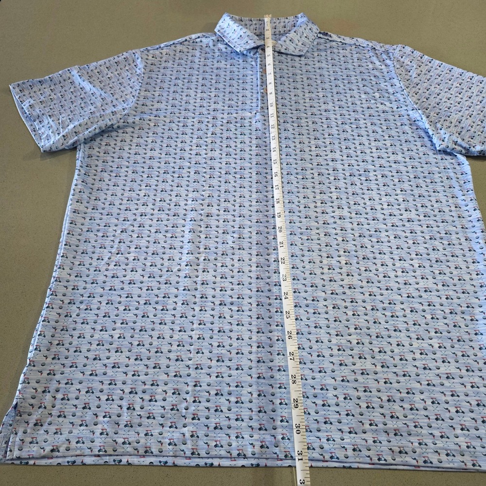 TailorByrd Men XL Golf Polo Shirt Blue Golf Cart Print Performance Moisture Wick - Picture 6 of 11